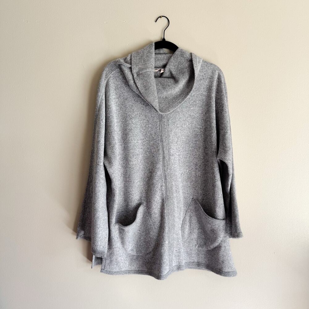 Soft Surroundings Grey Cowl Neck Pocket Front Sweater - 1X - Picture 2 of 8